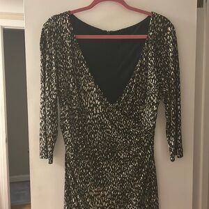 Brown cream black patterned dress